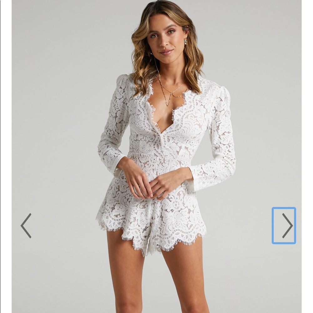 Showpo Felt Good Playsuit White Lace